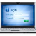 Secure login screen. Isolated on white with clipping path for laptop.